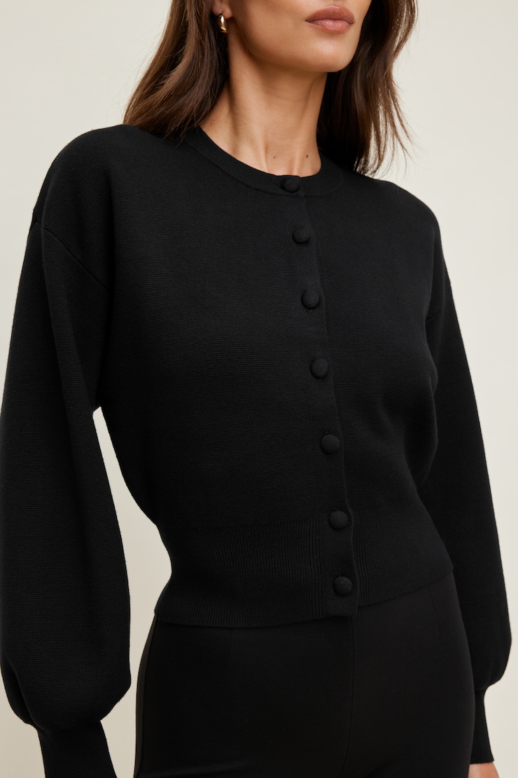 Ellie Balloon Sleeve Cardigan Jet Black large