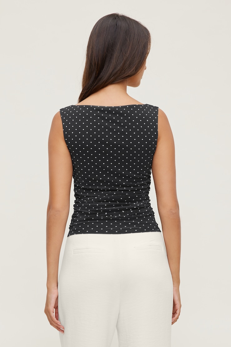 Nola Printed Mesh Tank Top White Dot on Black large