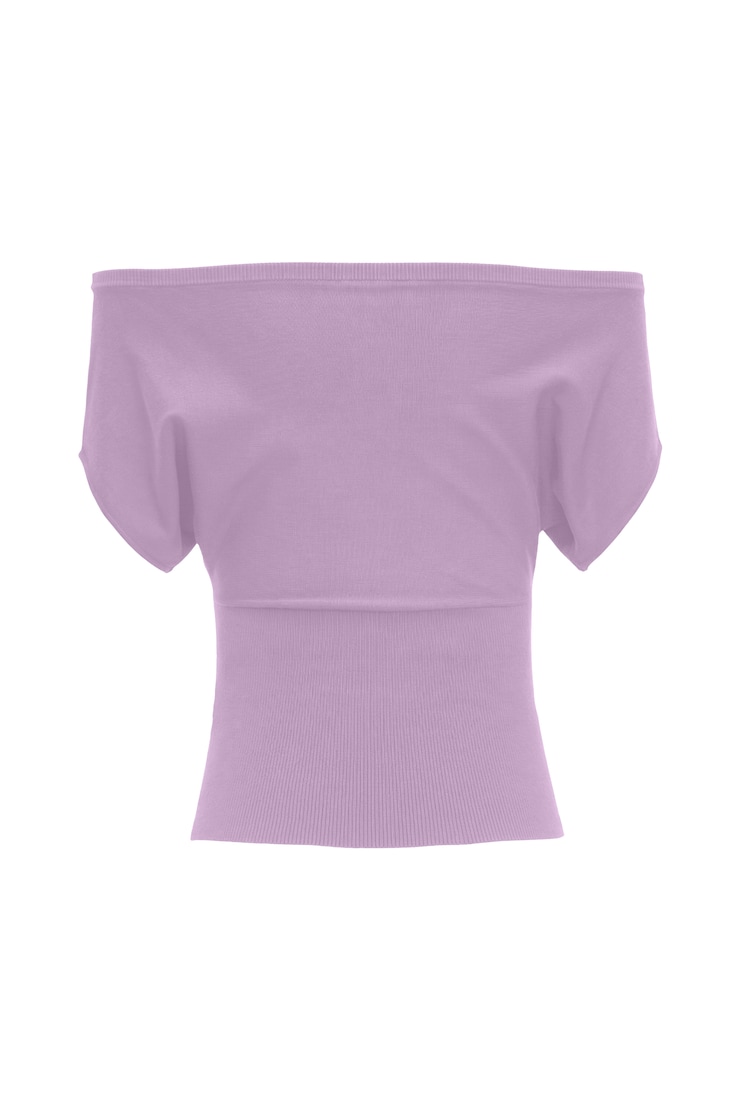 Off Shoulder Short Sleeve Cinch Waist Top, Charged Lilac Purple, large