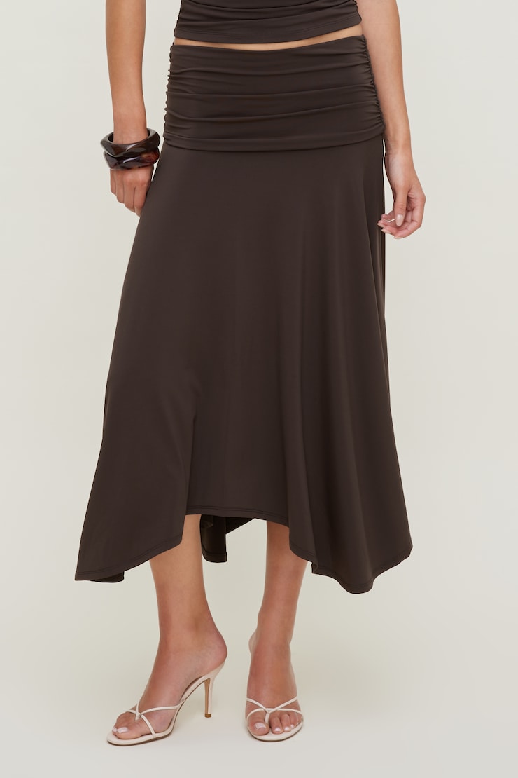 Sculpt Asymmetric Midi Skirt Java Brown large