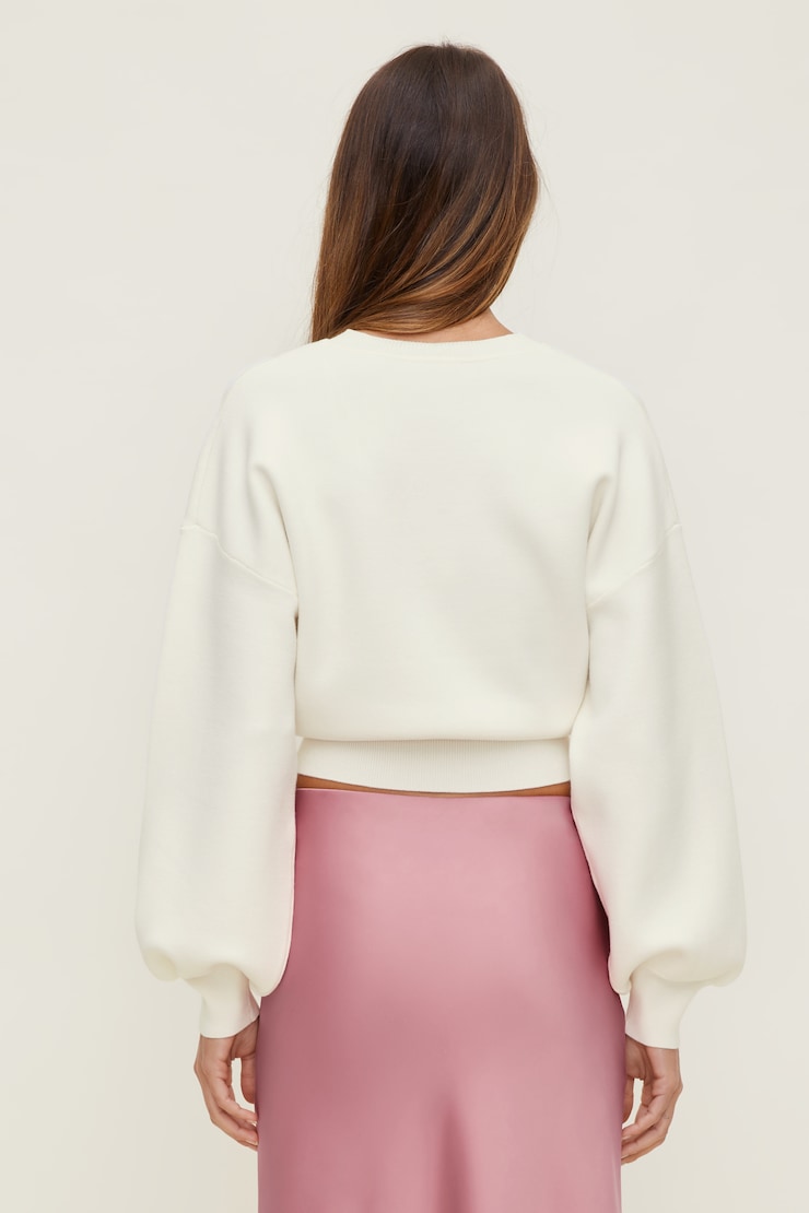 Cinched V Neck Sweater Snow White large