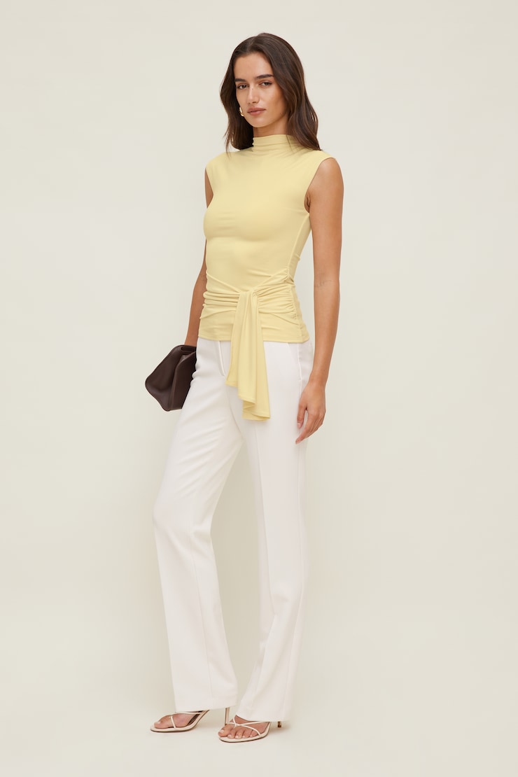 Sculpt Draped Scarf Top Pale Yellow large
