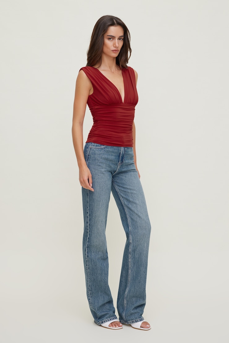 Sculpt Plunge Tank Top Savvy Red large