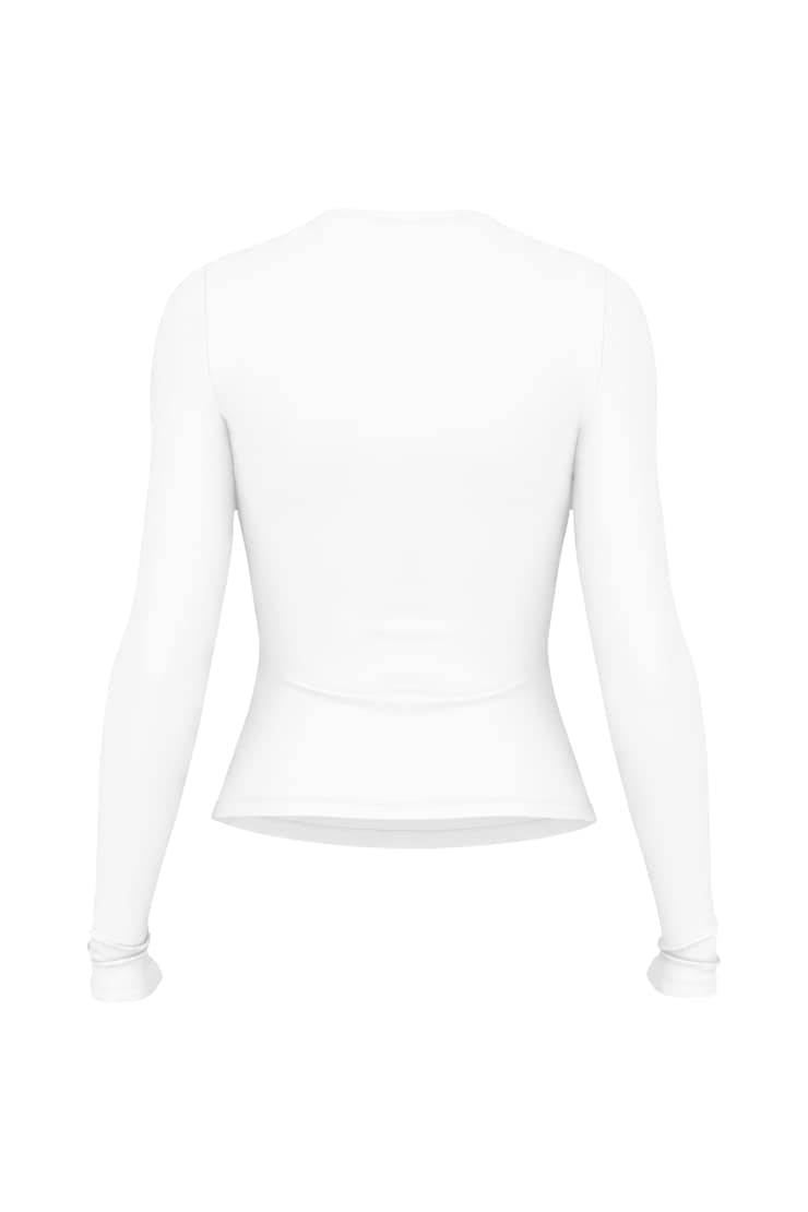 Baretouch Crewneck Long Sleeve Top, Bright White, large