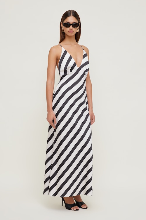 what jewelry to wear with formal dress Velvet Torch Striped Smocked Strapless Maxi Dress main image 1