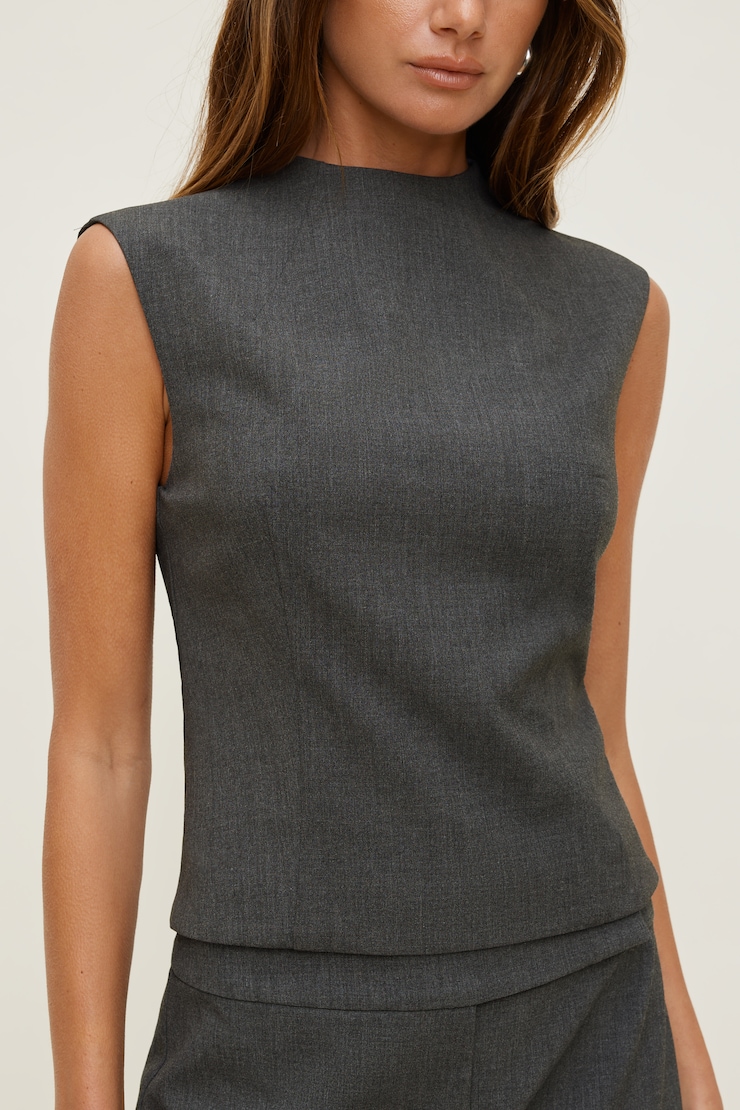 Mock Neck Top Anchor Grey Melange large