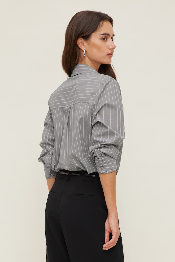Isla Poplin Shirt Grey / White Stripes large