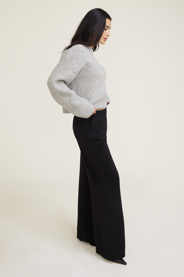 Anywear Pleated Wide Leg Pants Jet Black large
