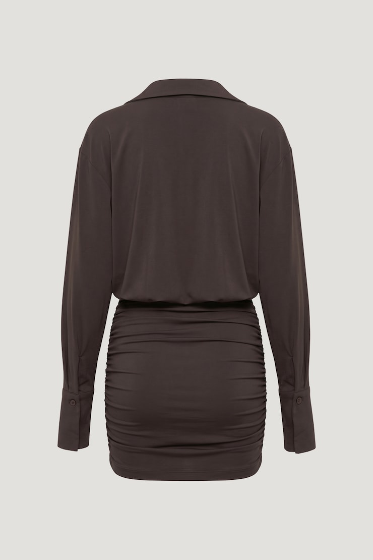 Sculpt Mini Shirt Dress Java Brown large