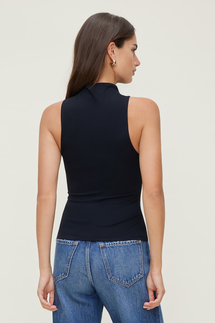Sculpt Mock Neck Tank Top Jet Black large