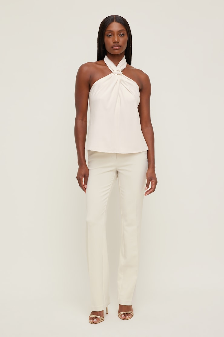 High Rise Slim Straight Leg Pants