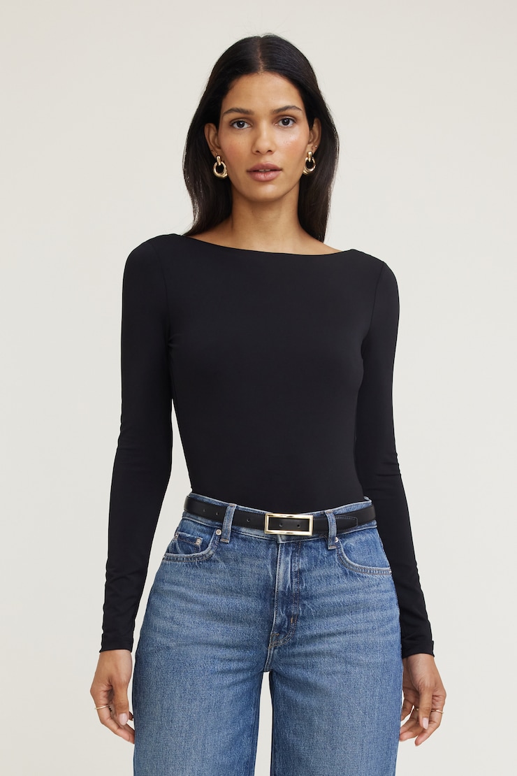 Sculpt Cowl Back Bodysuit Jet Black large