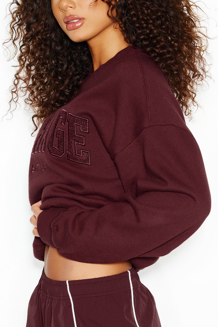 UltraFleece Crewneck Sweatshirt, Burgundy Bite with Garage Logo Art, large