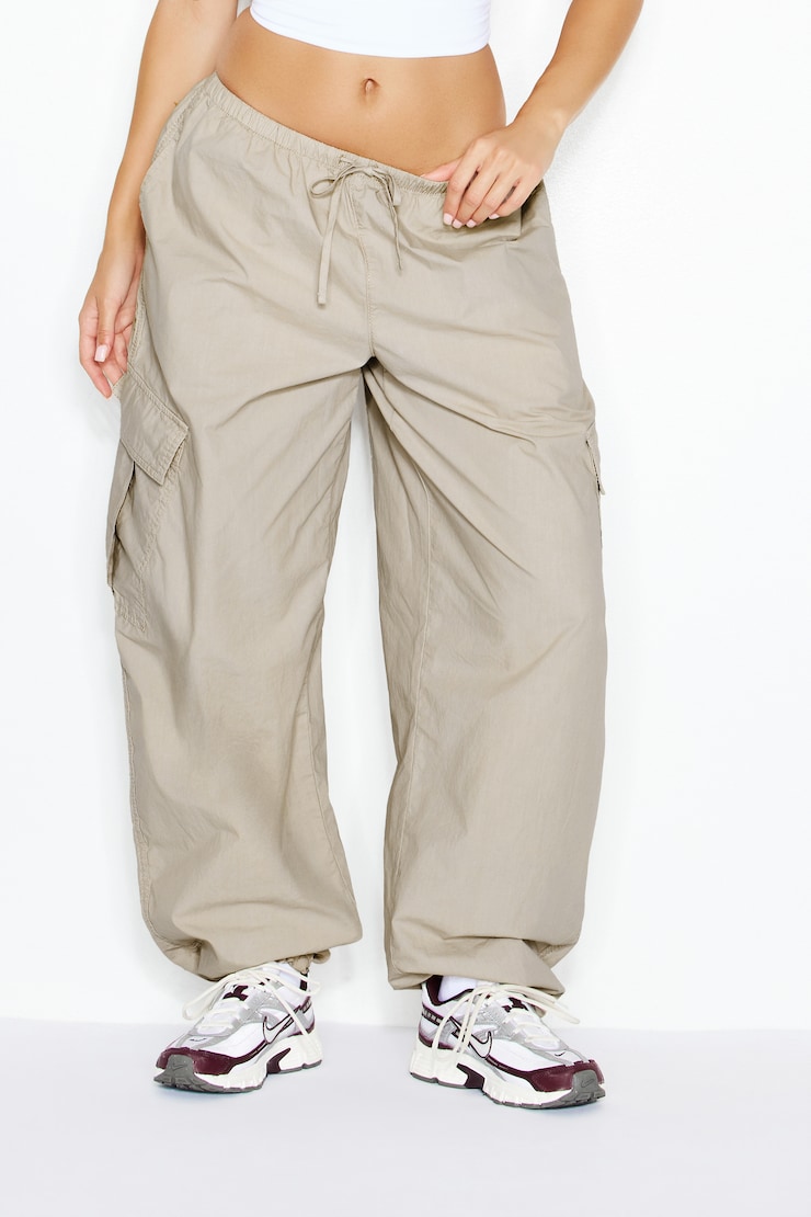 Poplin Balloon Cargo Pants, String Beige, large