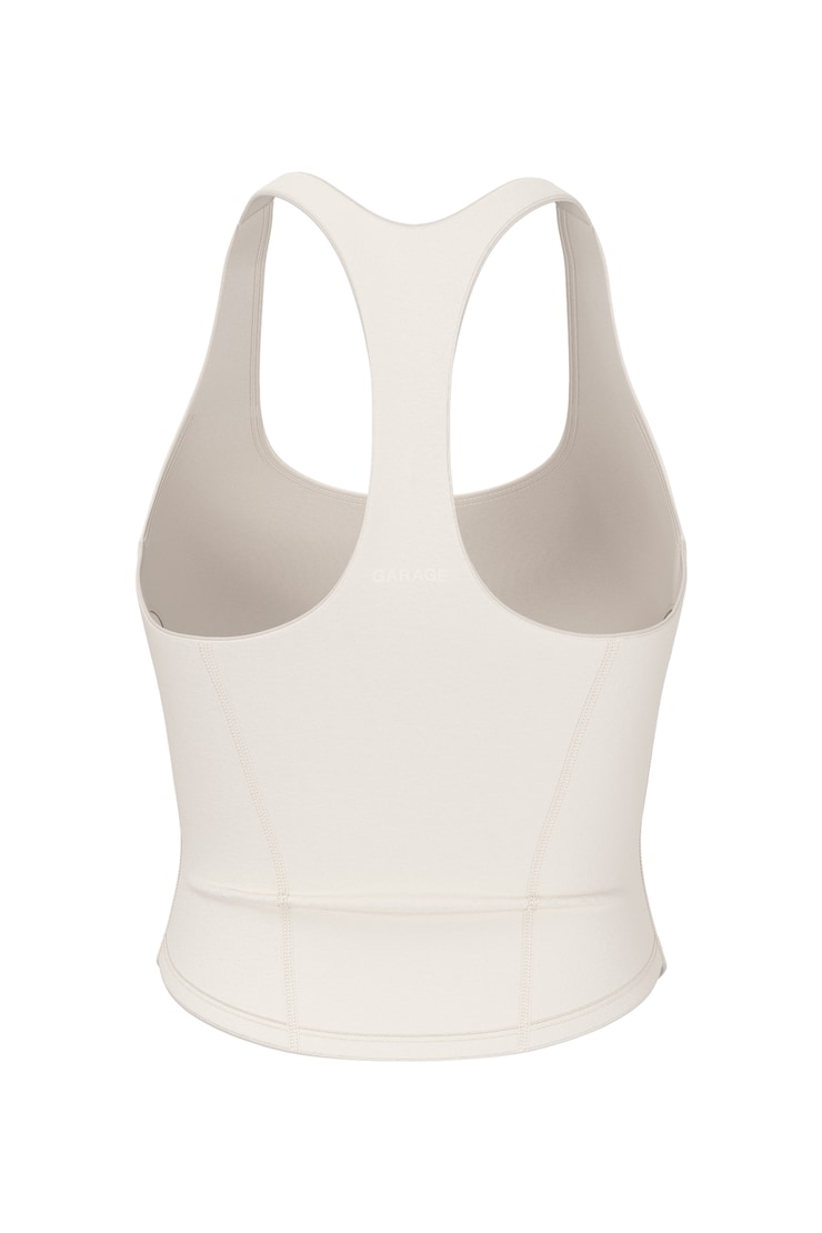 Active Racerback Corset Top, Coconut Whip Beige, large