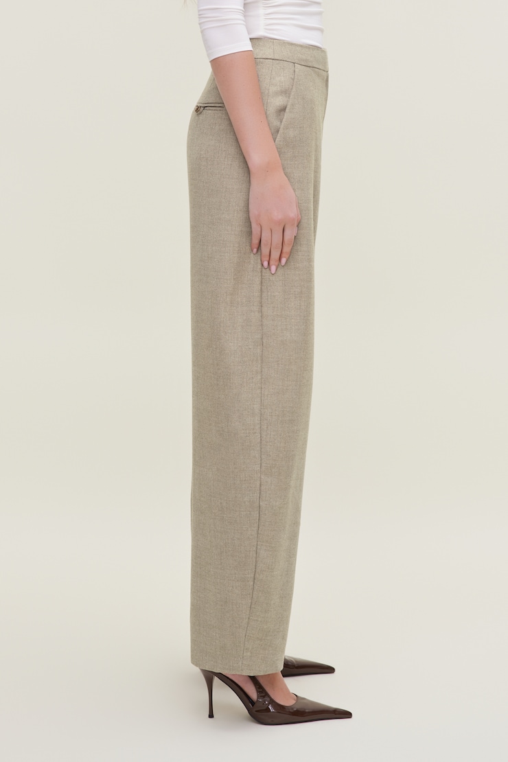 Pantalon à jambe ballon Slater Beige avoine chaude large