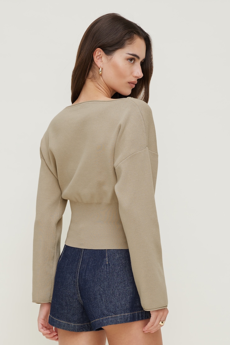 Cinched Boat Neck Sweater