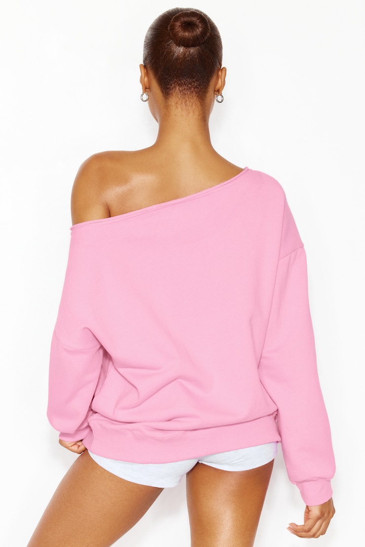 SoftTerry™ Off Shoulder Sweatshirt, Pop It Pink, large
