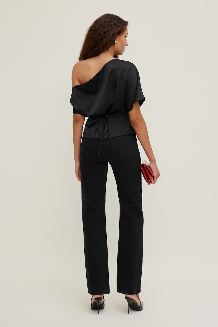 Alexa Satin Blouse Jet Black large