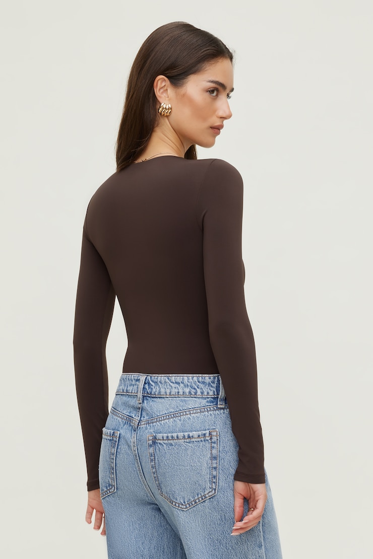 Sculpt Crewneck Bodysuit Java Brown large