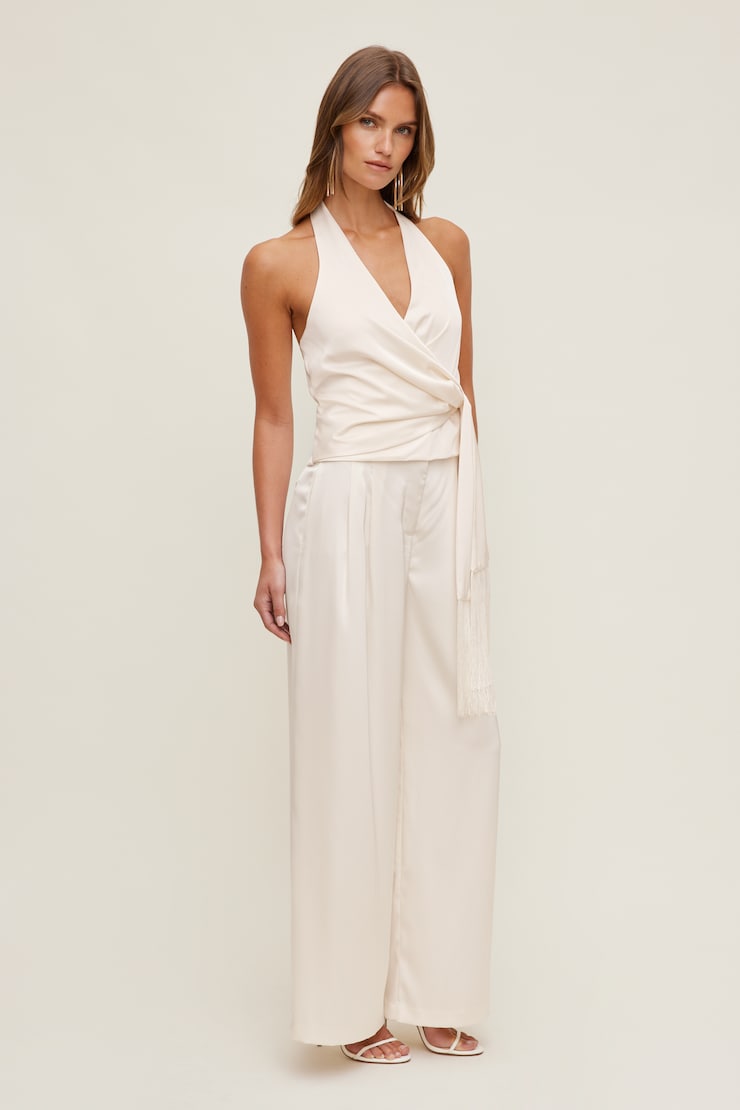 Fringe Satin Top Sea Salt Cream large