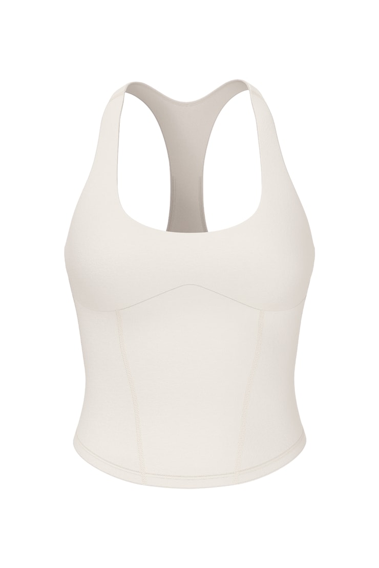 Active Racerback Corset Top, Coconut Whip Beige, large