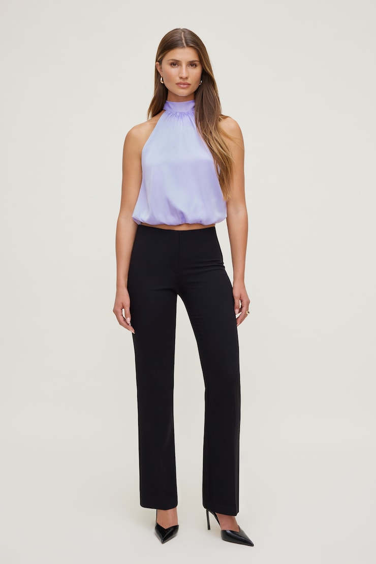 Paloma Bubble Satin Halter Blouse Purple Heather large