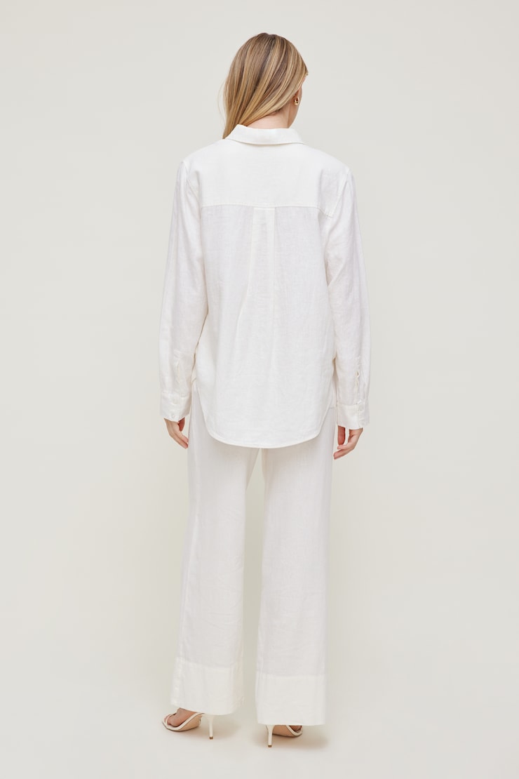 Leo Linen Wide Leg Pants Linen Snow White large