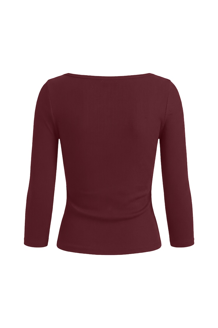 SnatchRib 3/4 Sleeve Top, Burgundy Bite, large