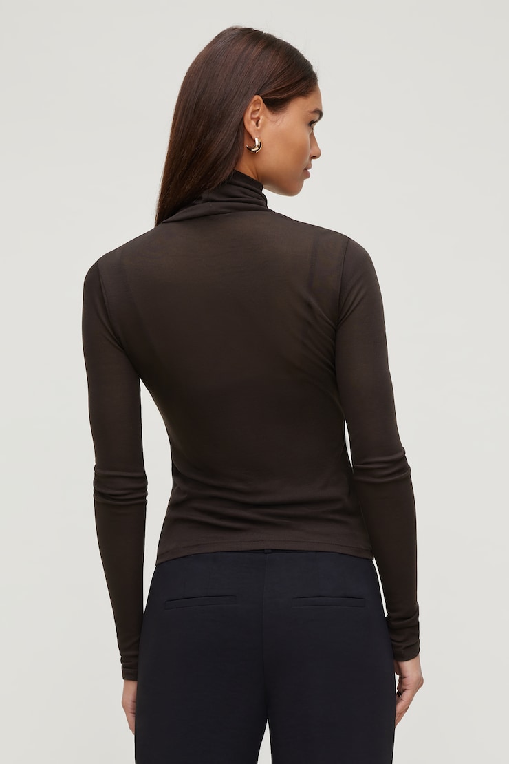 Sheer Layered Cami and Turtleneck Chocolate Torte Brown large