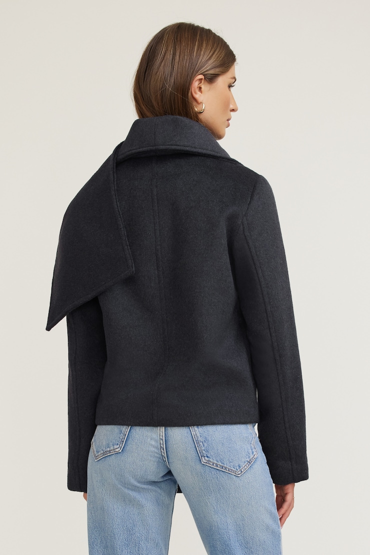 Scarfed Wool Coat Charcoal Grey large