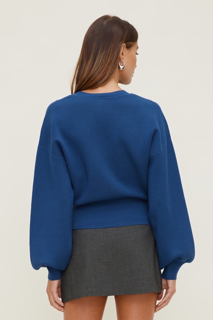 Cinched V Neck Sweater Blue Quartz large