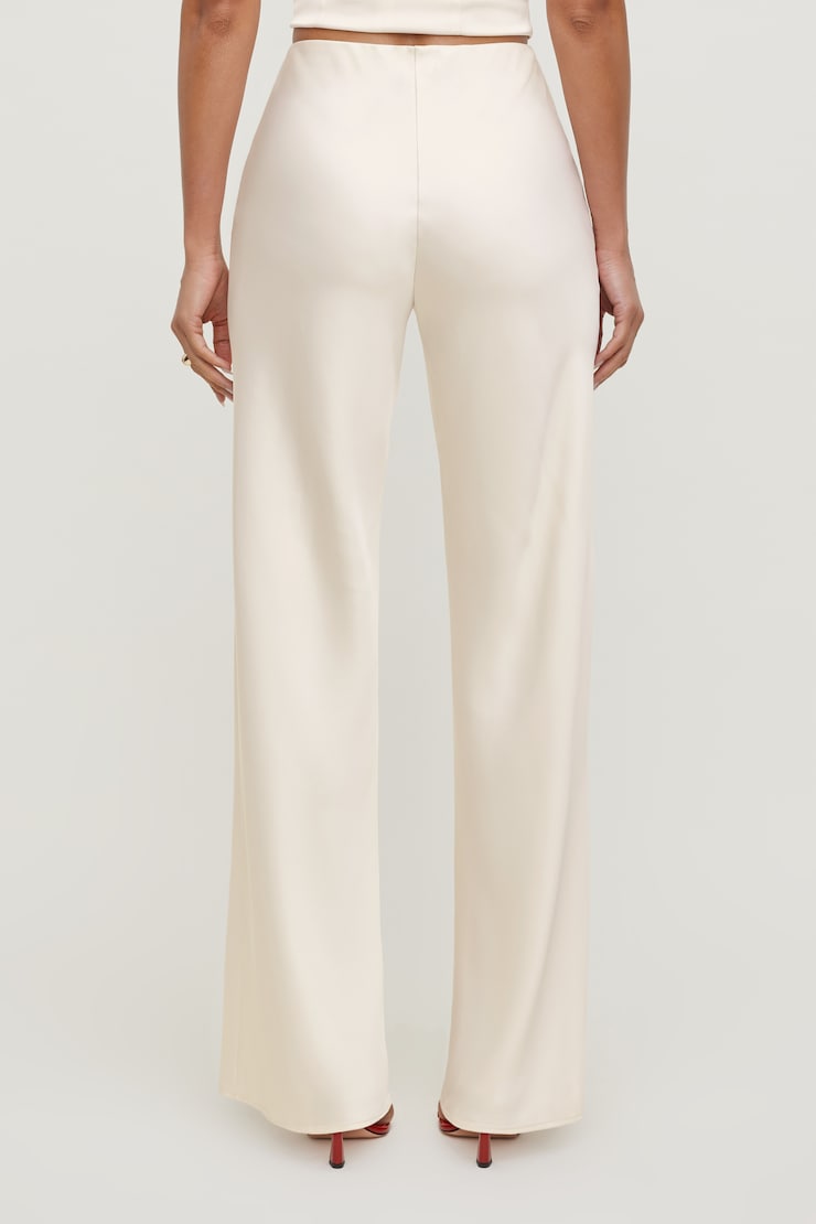Izzy Wide Leg Satin Pants Sea Salt Cream large