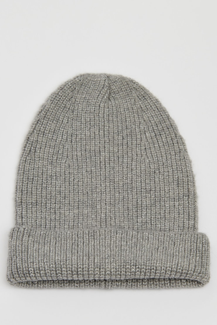 Tuque en tricot lurex Lurex gris pâle large