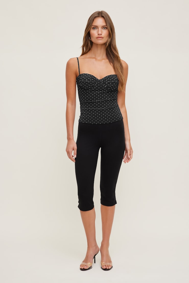 Monet Mesh Top Black w/ White Polka Dots large