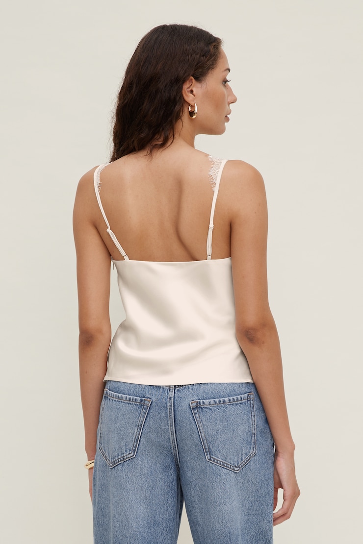 Satin Lace Cami Top Sea Salt Cream large