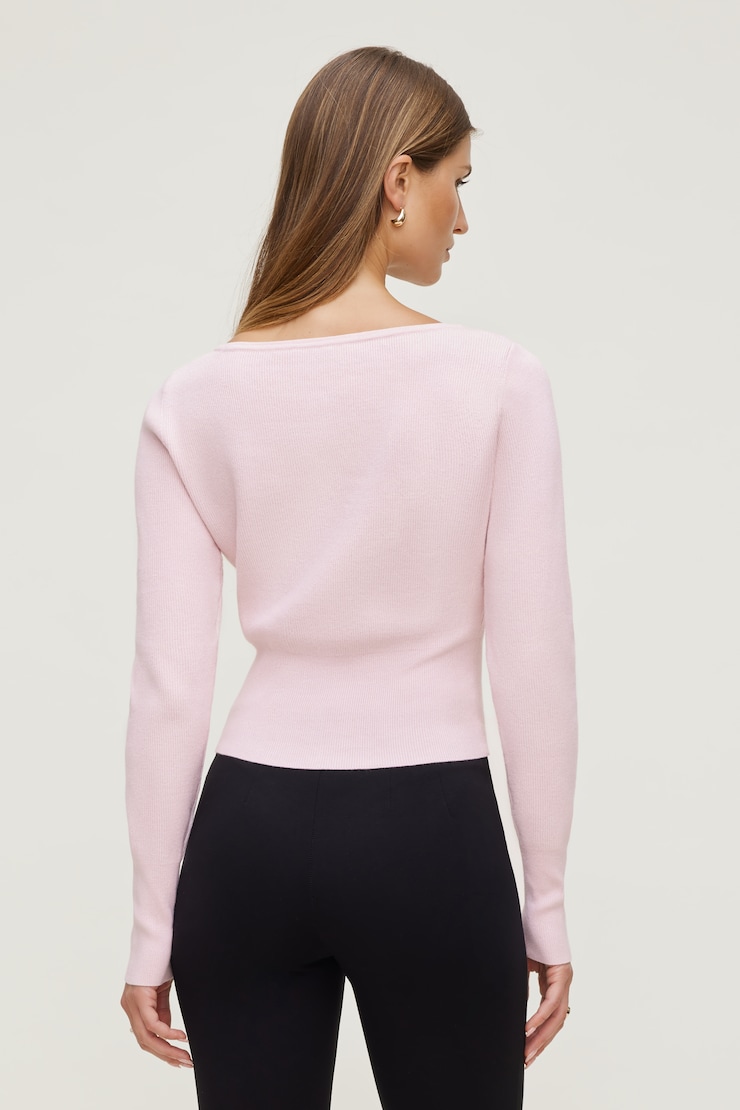 Cardigan côtelé à ourlet cintré Sara Rose lilas pâle large