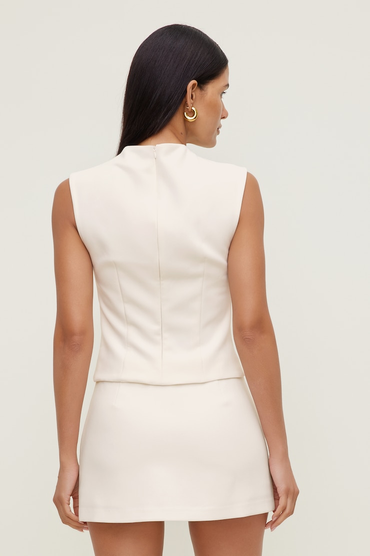 Mock Neck Top Sea Salt Cream large