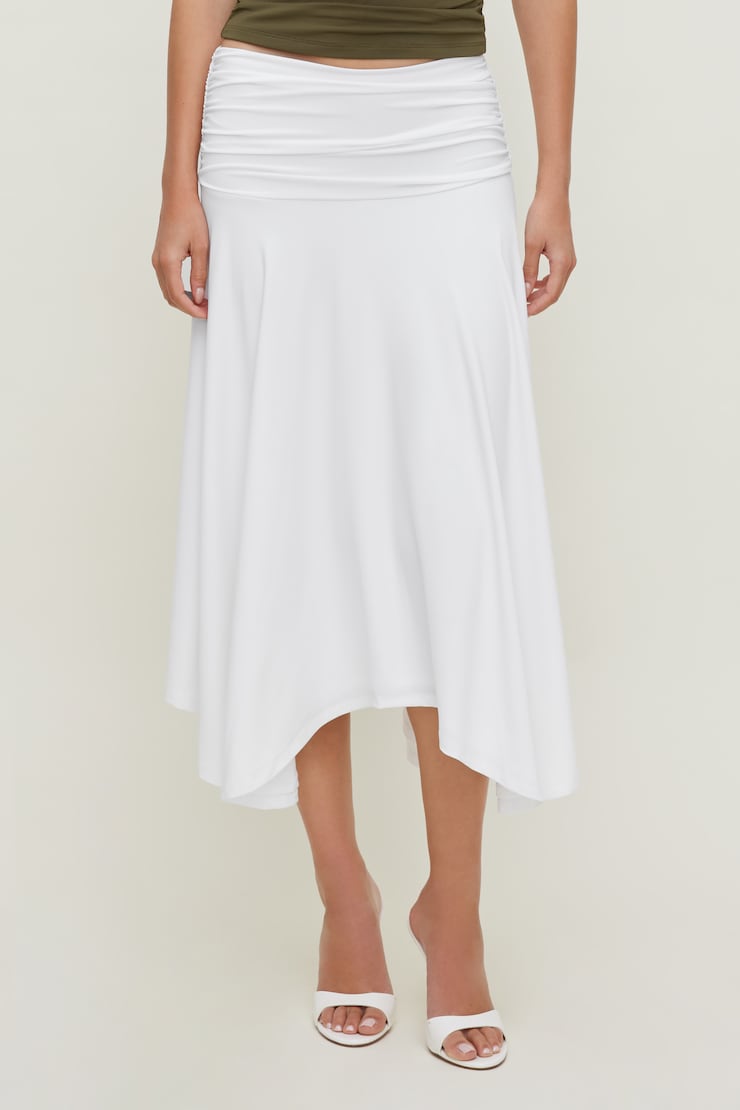 Sculpt Asymmetric Midi Skirt Bright White large