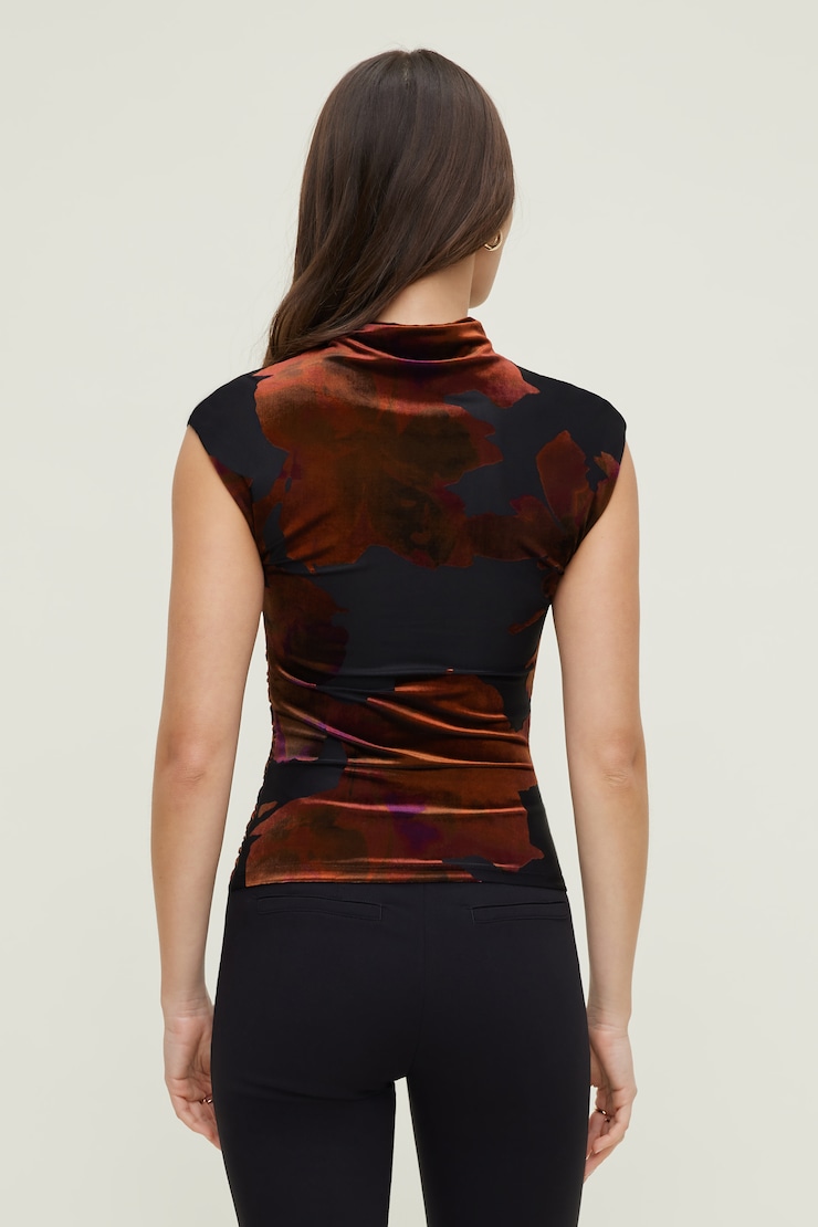 Burnout Cap Sleeve Top Red Burnout w/ Black large