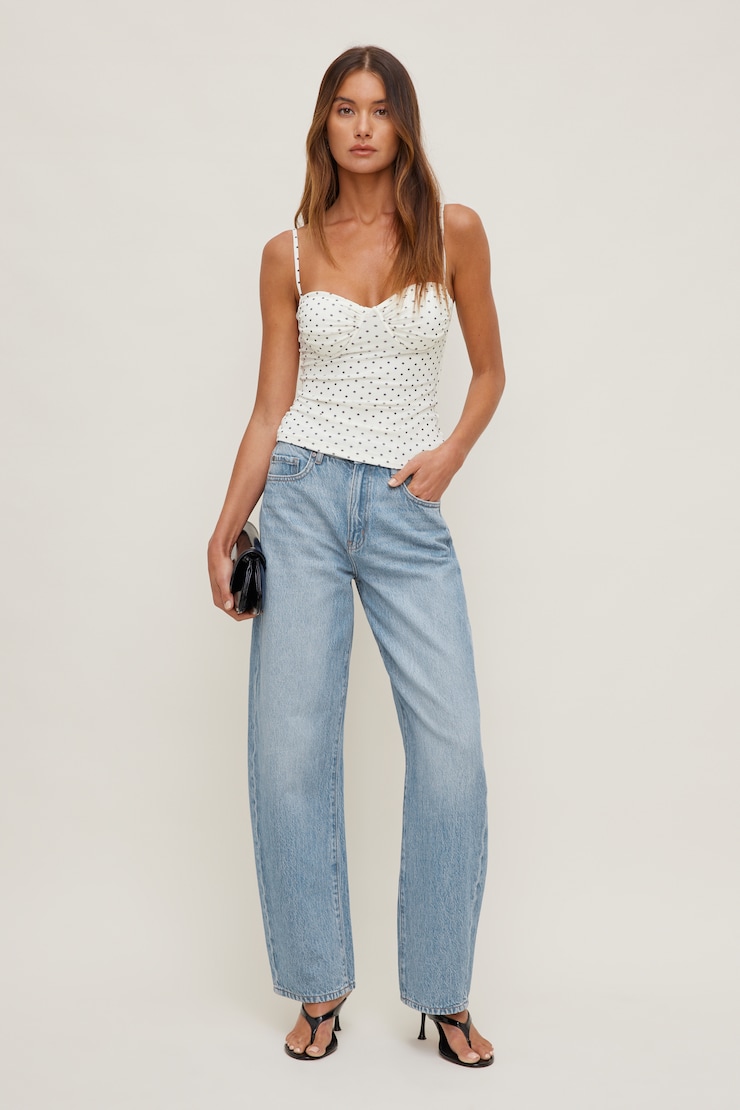 Monet Mesh Top White w/ Black Polka Dots large