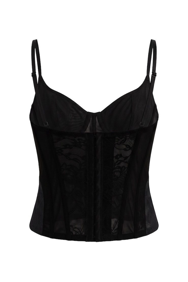 Tate Sweetheart Lace Corset, Jet Black, large