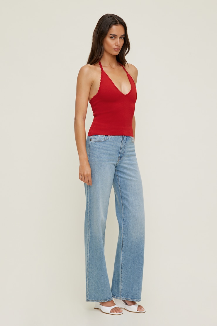 Scallop Trim Sweater Halter Top
