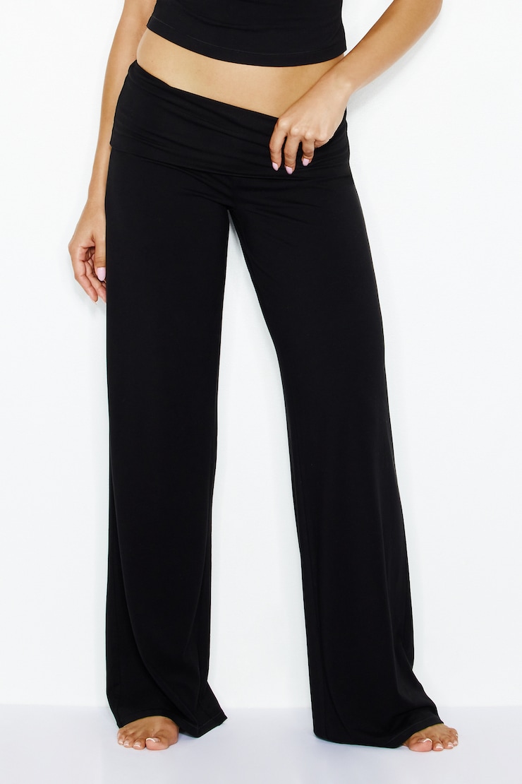 Modal Foldover Pants, Jet Black, large