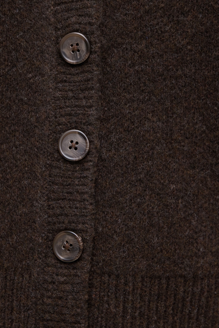 Cardigan décontracté à col en V Brun café large