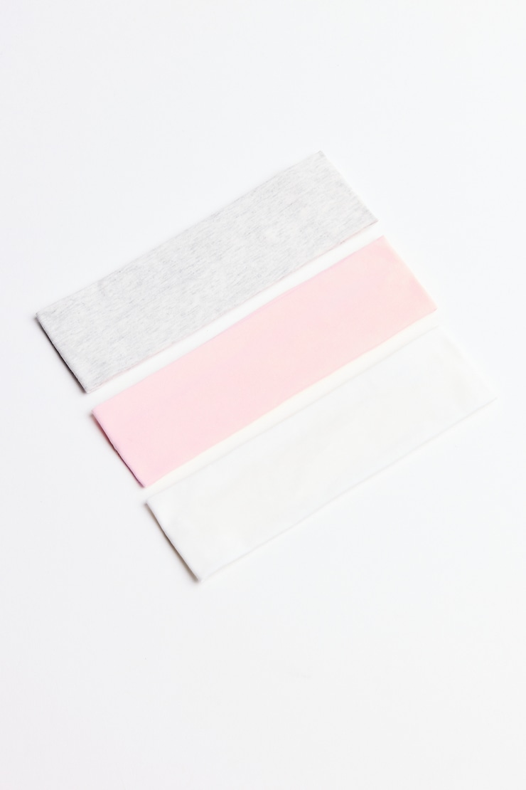 Set of 3 Stretchy Headbands, Pink Wink/Grey/White, large