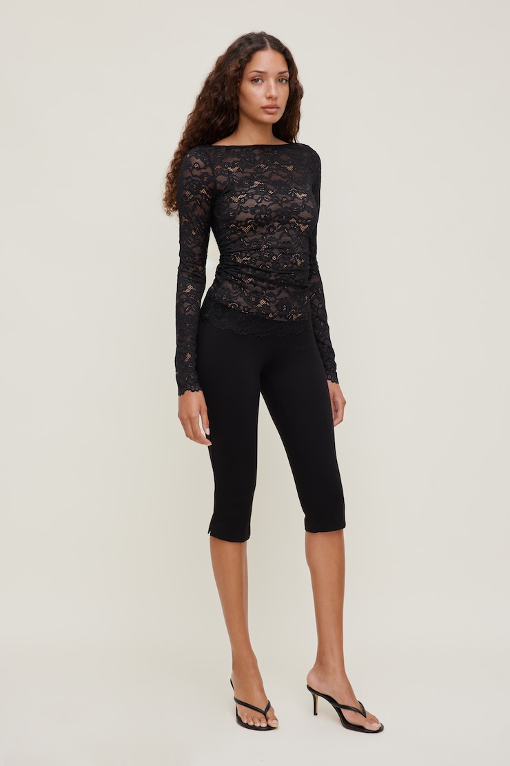 Stella Lace Long Sleeve Top Jet Black large