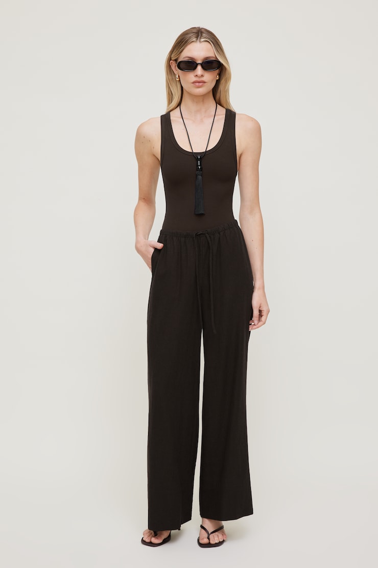 Leo Linen Wide Leg Pants Linen Chocolate Torte Brown large