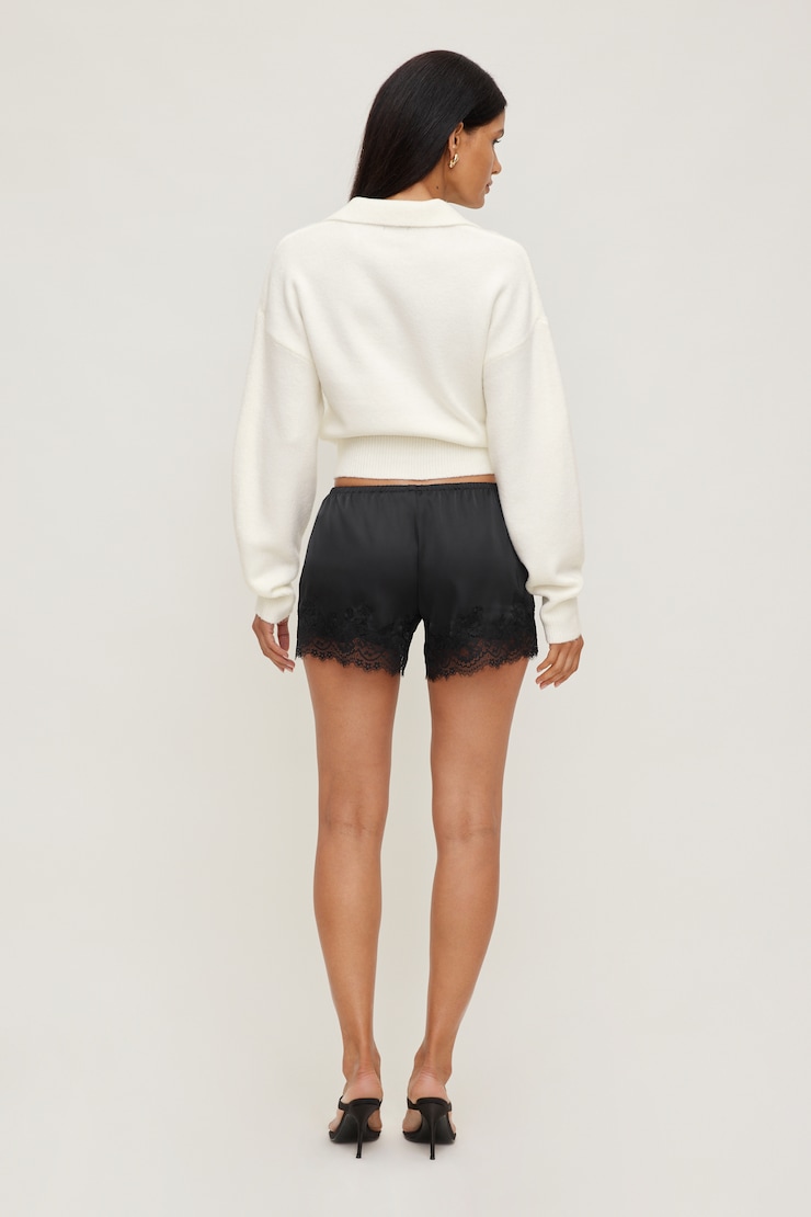 Lace Satin Shorts Jet Black large