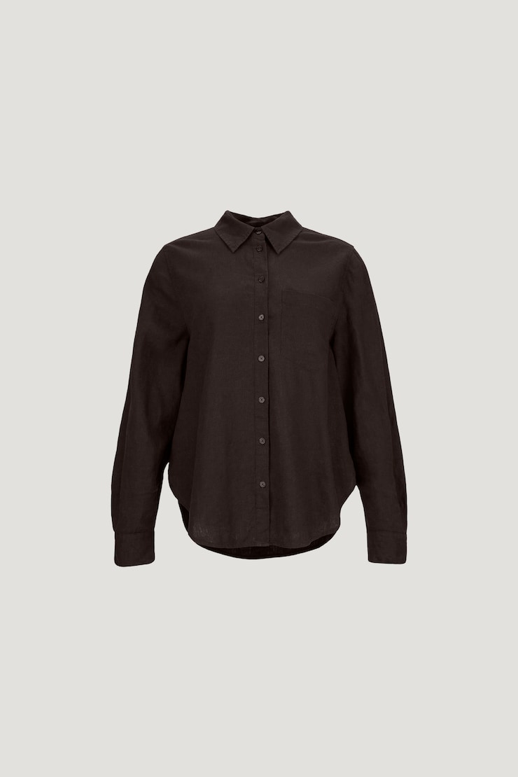 Isla Oversized Linen Shirt Chocolate Torte Brown large